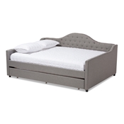 Baxton Studio Eliza Modern and Contemporary Grey Fabric Upholstered Queen Size Daybed with Trundle